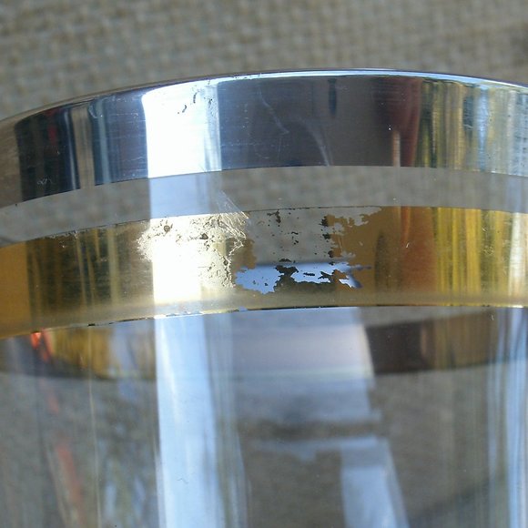 Vintage Krosno Silver & Gold Band Wine Glass Set of 2 - Picture 13 of 16